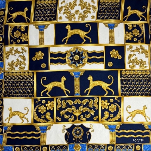 ✨Limited Edition Vintage Lanvin Pure Silk Cat Scarf - Picture 3 of 4